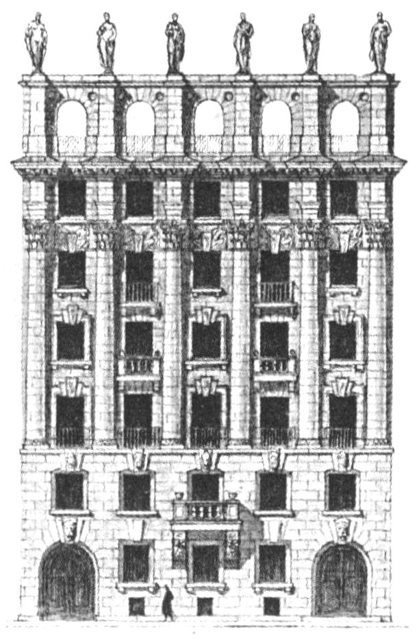 Ордерный неоренессанс. Доходный дом Розенштейна (Большой пр. П. С., 77). Арх. А.Е. Белогруд. Проект. Начало XX в.